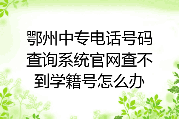 鄂州中专电话号码查询系统官网查不到学籍号怎么办