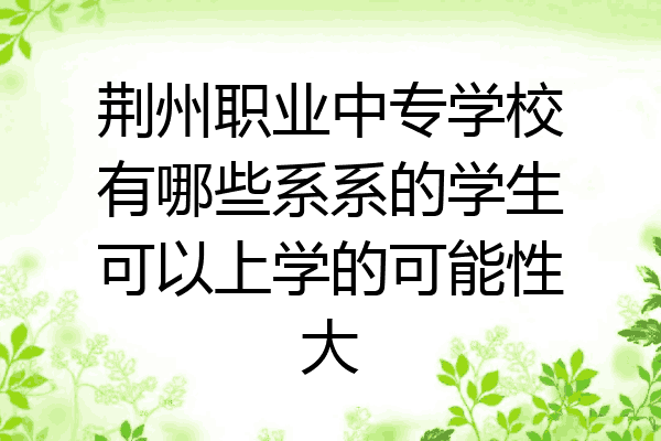 荆州职业中专学校有哪些系系的学生可以上学的可能性大