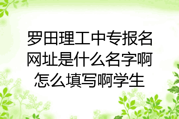 罗田理工中专报名网址是什么名字啊怎么填写啊学生