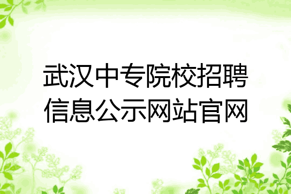 武汉中专院校招聘信息公示网站官网
