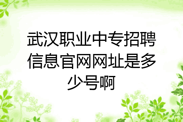 武汉职业中专招聘信息官网网址是多少号啊