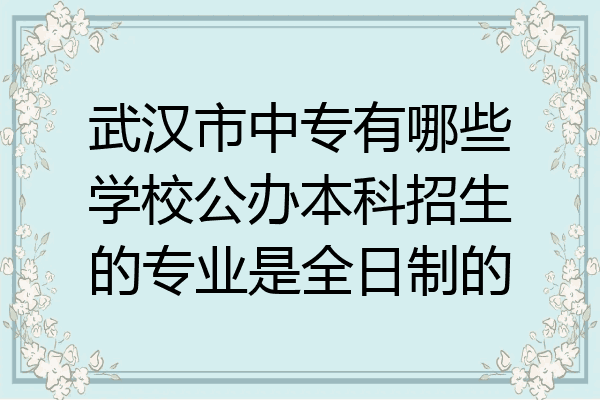 武汉市中专有哪些学校公办本科招生的专业是全日制的