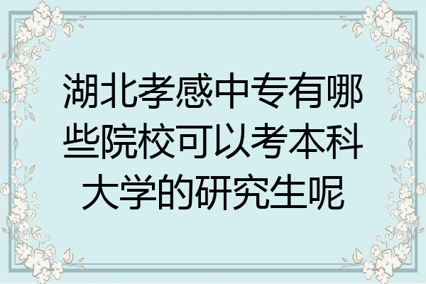 湖北孝感中专有哪些院校可以考本科大学的研究生呢