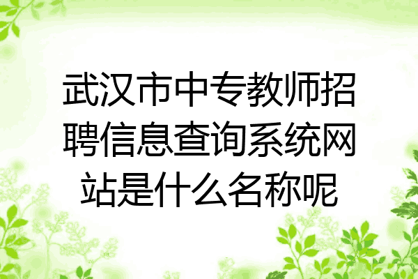 武汉市中专教师招聘信息查询系统网站是什么名称呢