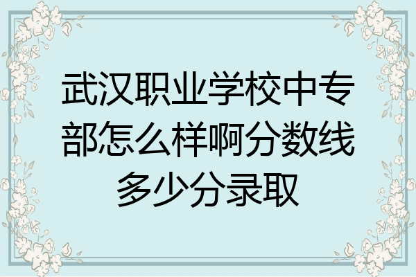 武汉职业学校中专部怎么样啊分数线多少分录取
