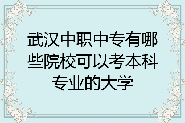 武汉中职中专有哪些院校可以考本科专业的大学