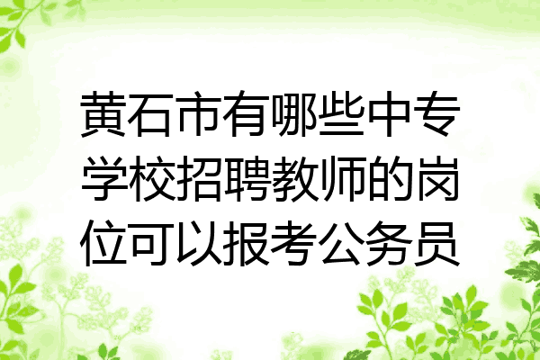 黄石市有哪些中专学校招聘教师的岗位可以报考公务员