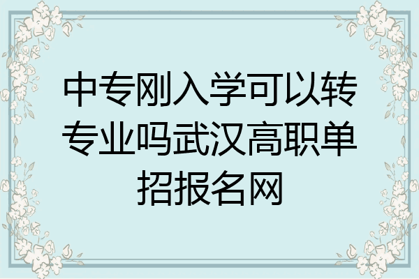 中专刚入学可以转专业吗武汉高职单招报名网