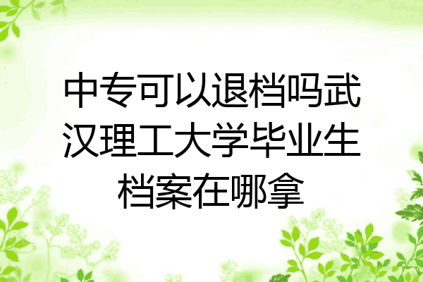 中专可以退档吗武汉理工大学毕业生档案在哪拿