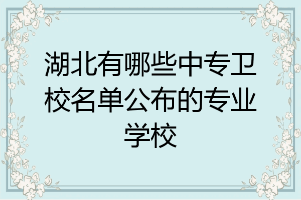 湖北有哪些中专卫校名单公布的专业学校