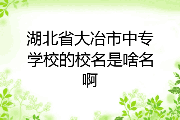 湖北省大冶市中专学校的校名是啥名啊