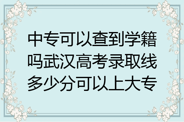中专可以查到学籍吗武汉高考录取线多少分可以上大专