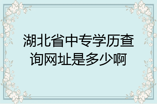 湖北省中专学历查询网址是多少啊