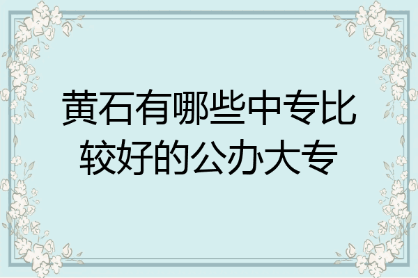 黄石有哪些中专比较好的公办大专