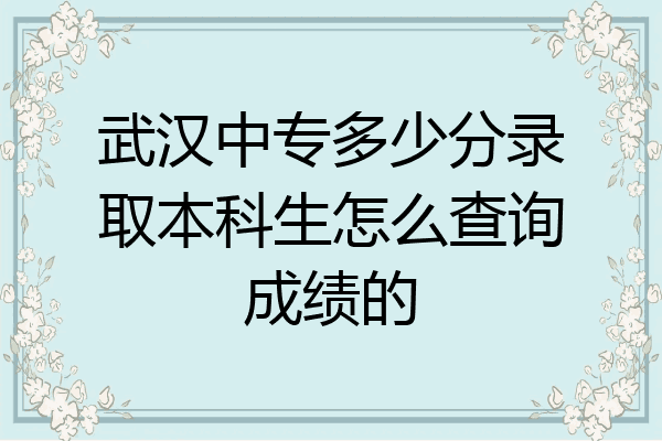 武汉中专多少分录取本科生怎么查询成绩的