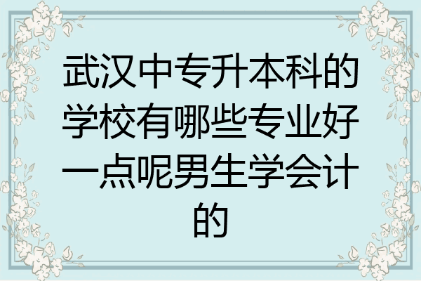 武汉中专升本科的学校有哪些专业好一点呢男生学会计的