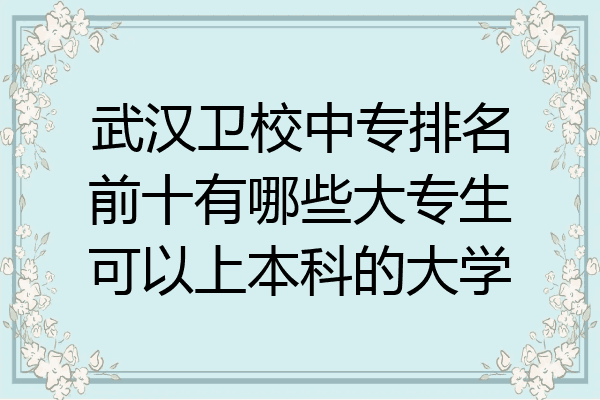 武汉卫校中专排名前十有哪些大专生可以上本科的大学