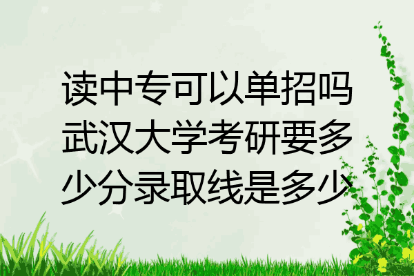 读中专可以单招吗武汉大学考研要多少分录取线是多少