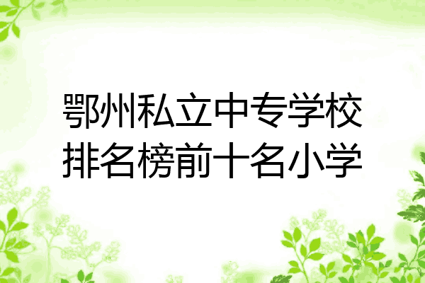 鄂州私立中专学校排名榜前十名小学