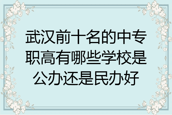 武汉前十名的中专职高有哪些学校是公办还是民办好