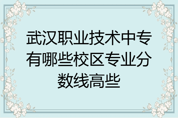 武汉职业技术中专有哪些校区专业分数线高些