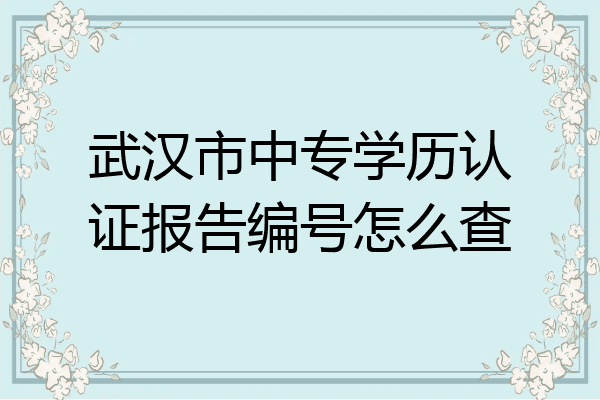 武汉市中专学历认证报告编号怎么查