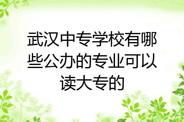 武汉中专学校有哪些公办的专业可以读大专的