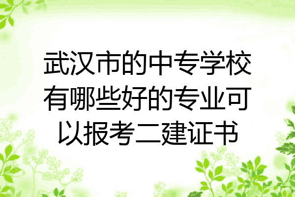 武汉市的中专学校有哪些好的专业可以报考二建证书