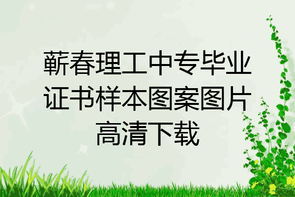 蕲春理工中专毕业证书样本图案图片高清下载