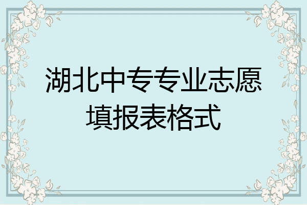 湖北中专专业志愿填报表格式