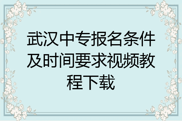 武汉中专报名条件及时间要求视频教程下载