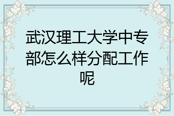 武汉理工大学中专部怎么样分配工作呢