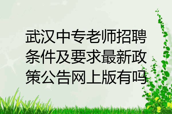 武汉中专老师招聘条件及要求最新政策公告网上版有吗