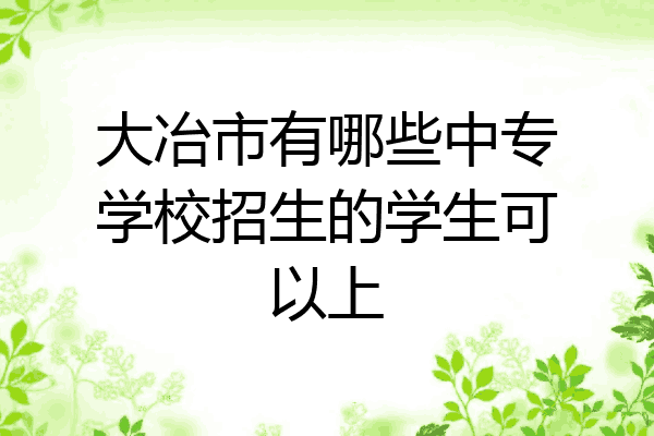 大冶市有哪些中专学校招生的学生可以上