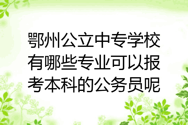 鄂州公立中专学校有哪些专业可以报考本科的公务员呢
