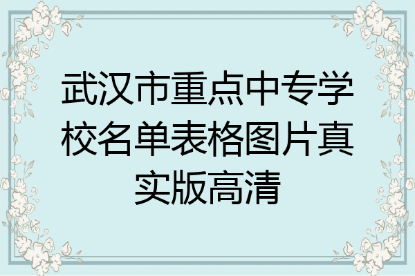 武汉市重点中专学校名单表格图片真实版高清