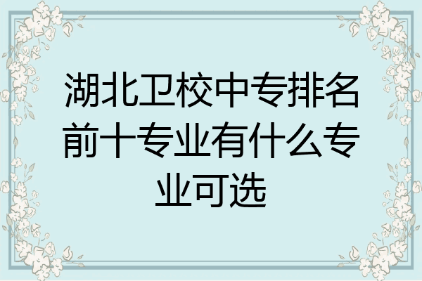 湖北卫校中专排名前十专业有什么专业可选