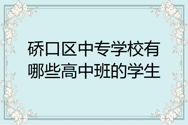 硚口区中专学校有哪些高中班的学生