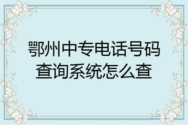 鄂州中专电话号码查询系统怎么查