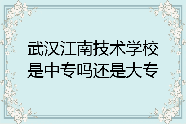 武汉江南技术学校是中专吗还是大专