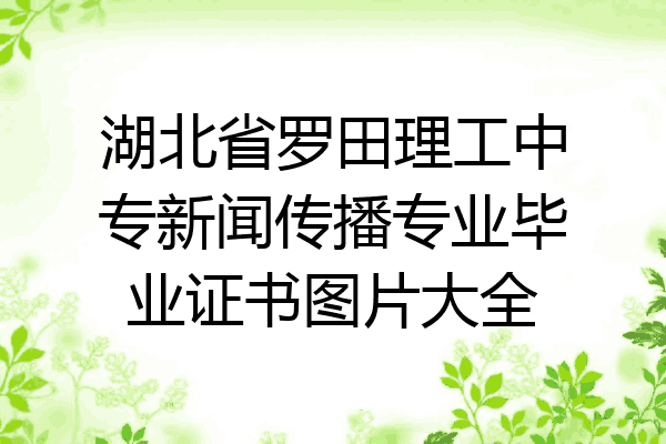 湖北省罗田理工中专新闻传播专业毕业证书图片大全