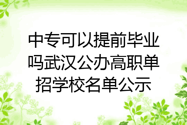 中专可以提前毕业吗武汉公办高职单招学校名单公示