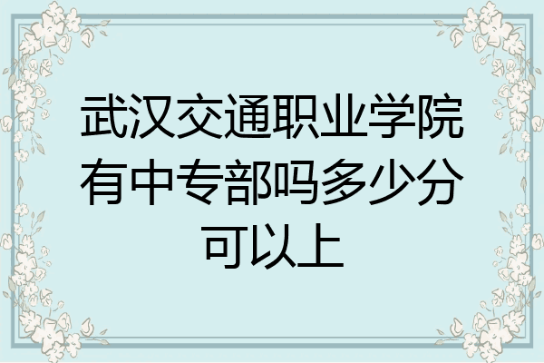 武汉交通职业学院有中专部吗多少分可以上