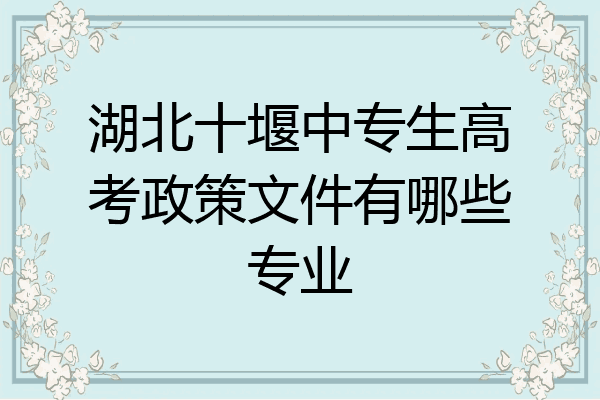 湖北十堰中专生高考政策文件有哪些专业