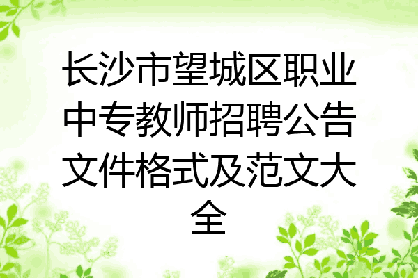 长沙市望城区职业中专教师招聘公告文件格式及范文大全