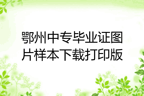 鄂州中专毕业证图片样本下载打印版