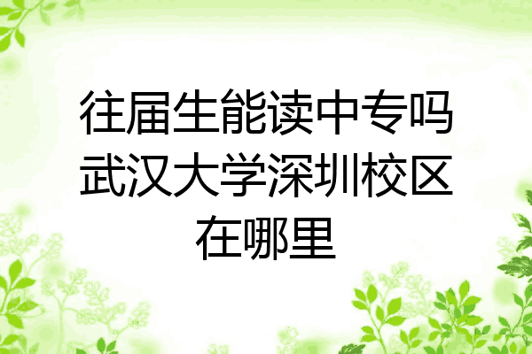 往届生能读中专吗武汉大学深圳校区在哪里