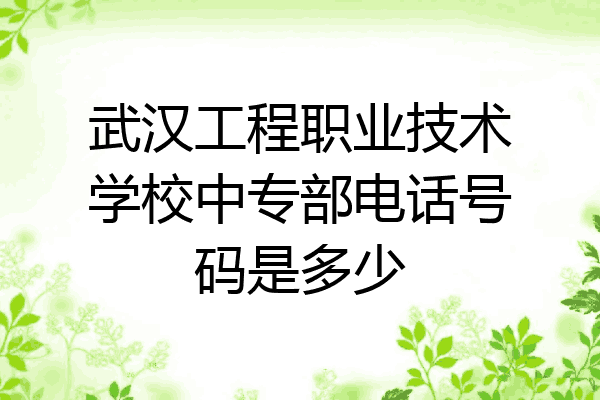 武汉工程职业技术学校中专部电话号码是多少