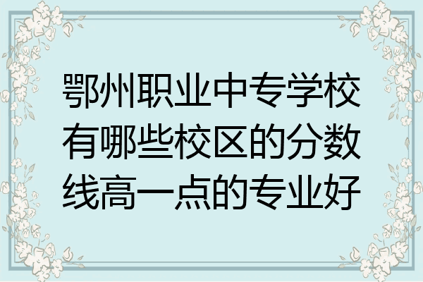 鄂州职业中专学校有哪些校区的分数线高一点的专业好