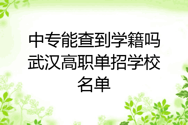 中专能查到学籍吗武汉高职单招学校名单